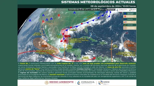 Pronostica CONAGUA fuertes lluvias por cercanía de posible ciclón