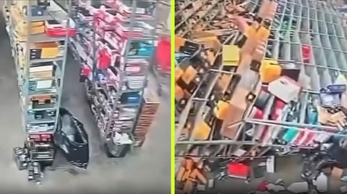 Colapsan racks sobre trabajador en refaccionaria de Matamoros
