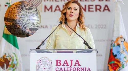 Despliegan manta dirigida a gobernadora de Baja California
