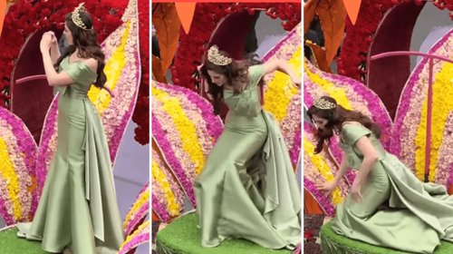 Fátima Bosch sufre quebranto de salud en desfile en Ecuador