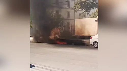 Se registra incendio en alcantarilla en Saltillo