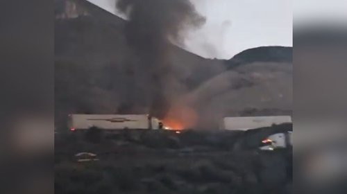 Reabren circulación tras choque e incendio en la Saltillo-Mty