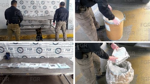 Interceptan fentanilo en tambo enviado por paquetería en Sonora
