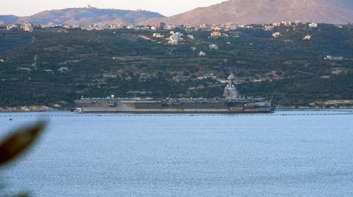 Arriba Portaaviones USS Gerald R. Ford a costa de Israel