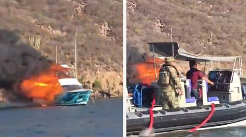 Rescatan a tripulantes de un yate en llamas en Sinaloa