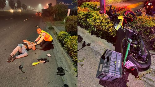 Auxilia oficial de Tránsito a motociclista herido tras accidente