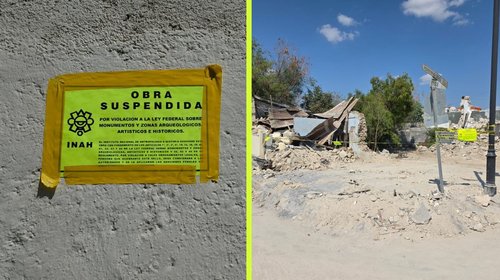INAH frena obra en Pesquería tras demolición histórica