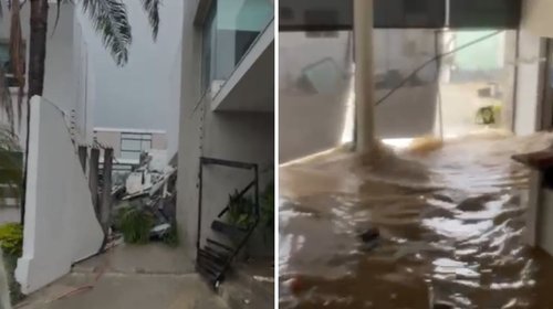 Lluvias inundan vivienda y derrumban otra al sur de Monterrey