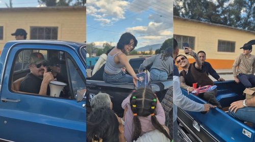 Familia Aguilar y Christian Nodal reparten juguetes por Navidad