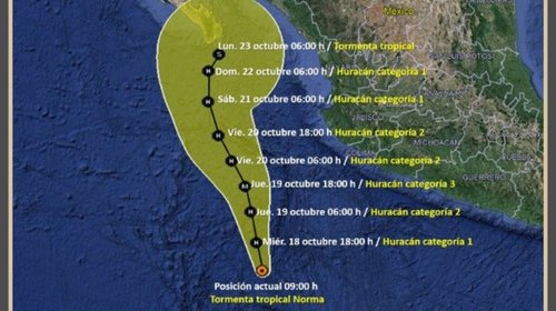 'Norma' se podría intensificar a huracán categoría 1