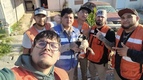 Rescata cuadrilla de AyD a perrito atrapado en alcantarilla