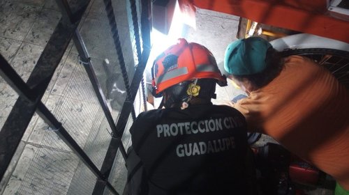 ¡A salvo! Rescatan a perrito atrapado en barandal