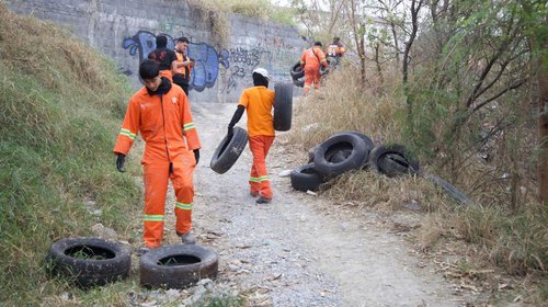 Retiran más de 200 llantas durante campaña en río Santa Catarina