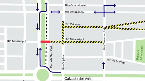 Habilitan contraflujo y cierre en Calzada San Pedro