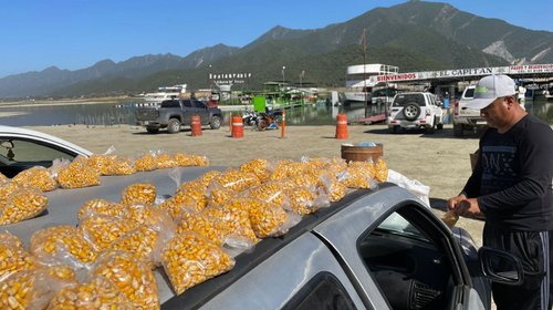 Surgen vendedores ambulantes de comida para patos en la presa