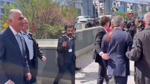 Tiran líquido rojo sobre príncipe heredero de Irán en Alemania