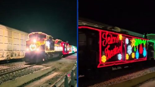 Tren navideño pasó por Saltillo y muchos no se dieron cuenta