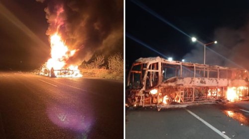 Amanece Zacatecas con bloqueos y quema de vehículos